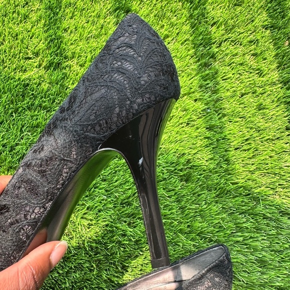 NWOT Nine West Black Lace Pointy Toe Heels - Picture 6 of 8